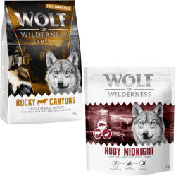 Wolf of Wilderness 2x1kg Wolf of Wilderness - vegyes próbacsomag száraz kutyatáp - Sensitiv "Rocky Canyons" marha & "Ruby Midnight" marha & nyúl