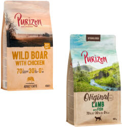Purizon 2x400g Purizon száraz macskatáp vegyes próbacsomagban - Bárány & hal + vaddisznó & csirke