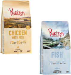 Purizon 2x400g Purizon száraz macskatáp vegyes próbacsomagban - Csirke & hal + hal