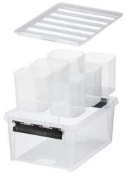 SMARTSTORE Cutie de depozitare, plastic, mânere negre, 6 compartimente, SMARTSTORE "Classic 15", transparentă