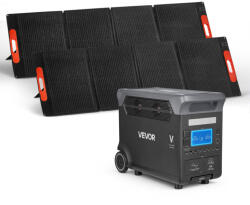Vevor Hordozható erőmű 3000W + 2×200W napelem - 3072Wh LiFePO4 napelemes generátor szett (AKKUMULATOR_2T2X001V2)
