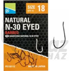 Preston Innovations Preston Natural N-30 Eyed Hook - 18 - Füles Feeder Horog (P0150112)