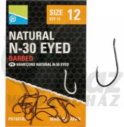 Preston Innovations Preston Natural N-30 Eyed Hook - 12 - Füles Feeder Horog (P0150109)