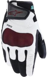 Alpinestars Mănuși de motocicletă Alpinestars Stella Mogress Airflow pentru femei, alb-negru-turcoaz (AIM121-218)