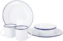 Bo-Camp Tableware enamel 6 pcs Culoare: alb/albastru (6101530) Serviciu de masa