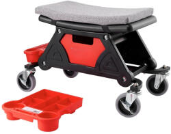 Vevor Alacsony gurulós műhelyszék tárolókkal 136 kg teherbírás, fékezhető kerekekkel 640x335x390 mm