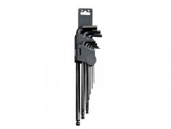 Genius Tools imbuszkulcs készlet, L-alakú, gömbvégű, metrikus, 9 darabos (HK-009MB) (HK-009MB)