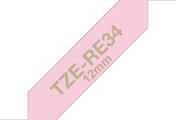 Brother TZE-RE34, Banda Etichete Laminata Tip Panglica, Auriu Pe Roz, 12MM (TZERE34_OEM)