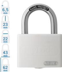 ABUS T65AL/40 KA Egységkulcsos lakat - Fehér (10049949-01)