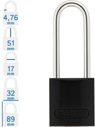 ABUS 72/30HB50 LOTO hosszúkengyelű munkavédelmi kizáró lakat - Fekete (10001803-01)