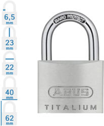 ABUS 64TI/40 KA6416 egységkulcsos lakat tetszőleges darabszámban (10055877-01)