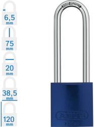 ABUS 72/40HB75 KA - Egységkulcsos lakat (Több lakat azonos kulccsal) - Kék (KA-10070555-01)