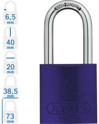 ABUS 72/40HB40 LOTO hosszúkengyelű munkavédelmi kizáró lakat - Lila (10043604-01)
