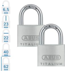 ABUS 727TI/40 Twins lakat szett - 2 db egységkulcsos lakat (10056433-01)