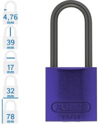ABUS 72AS/30HB38 Főkulcsos rendszerű LOTO munkavédelmi kizáró lakat - Lila (10087450-01)