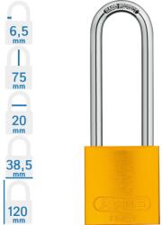 ABUS 72/40HB75 LOTO hosszúkengyelű munkavédelmi kizáró lakat - Sárga (10018692-01)