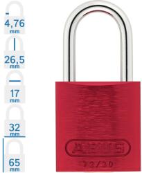 ABUS 72IB/30 Főkulcsos rendszerű LOTO munkavédelmi kizáró lakat - Piros (10087461-01)