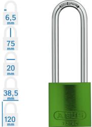 ABUS 72/40HB75 Főkulcsos rendszerű LOTO hosszúkengyelű munkavédelmi kizáró lakat - Zöld (10070556-01)