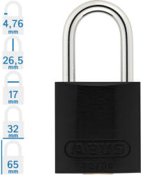 ABUS 72/30 KA - Egységkulcsos lakat (Több lakat azonos kulccsal) - Fekete (KA-10001805-01)