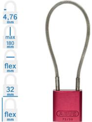 ABUS 72/30CAB40 Főkulcsos rendszerű LOTO munkavédelmi kábeles kizáró lakat - Piros (10081892-01)