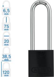 ABUS 72/40HB75 LOTO hosszúkengyelű munkavédelmi kizáró lakat - Fekete (10070554-01)