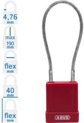 ABUS 76/40 CAB40 LOTO munkavédelmi kizáró kábeles lakat - Piros (10084877-01)