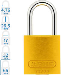 ABUS 72/30 KA - Egységkulcsos lakat (Több lakat azonos kulccsal) - Sárga (KA-10001791-01)