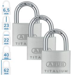 ABUS 727TI/40 Triples lakat szett - 3 db egységkulcsos lakat (10056434-01)