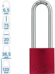 ABUS 72/40HB75 LOTO hosszúkengyelű munkavédelmi kizáró lakat - Piros (10018691-01)