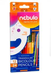 Nebulo Színes ceruza készlet 12db-os NEBULÓ háromszögletű kétvégű 24 szín (SZC-TR-12/24)
