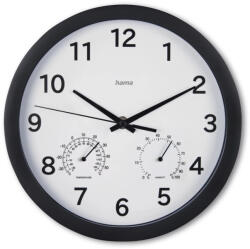 Hama Malta falióra hőmérővel és páratartalommérővel Ø25cm - fekete (00185868) (00185868)