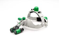 UNIVET Fejre rögzíthető, felhajtható és állítható optikás loupe (prizmás)HEADGEAR GREEN PRISMATIC BINOCULAR - frontdent - 858 186 Ft