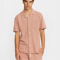 Revolution Jaquard Short-sleeved Cuban Shirt - Orange - M