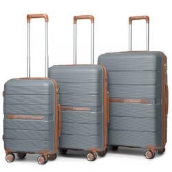 British Traveller Szürke prémium műanyag bőröndszett „Diamant - M, L, XL (S392set-grey-HU)