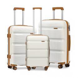 Konofactory Fehér prémium bőröndszett TSA zárral „Majesty - M, L, XL (S2092set3in1-cream-HU)