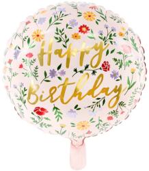  Fólia lufi Happy Birthday virágos 35 cm (5900779165908)