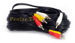 Compatibil Cablu AV 3xRCA Tata-Tata, 10m Lungime - Tip Male-Male pentru TV, DVD Player sau Gaming (3RCTT10M)