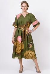 SHOPIKA Rochie midi verde cu imprimeu floral si cordon in talie Talie unica