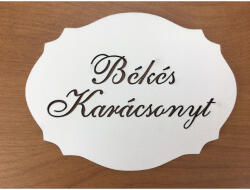  Natúr fa - "Békés Karácsonyt" kiesős tábla fehér 7, 5x10cm - karácsonyi koszorúhoz és asztaldíszhez