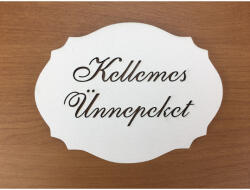  Natúr fa - "Kellemes Ünnepeket" kiesős tábla fehér 7, 5x10cm - karácsonyi koszorúhoz és asztaldíszhez