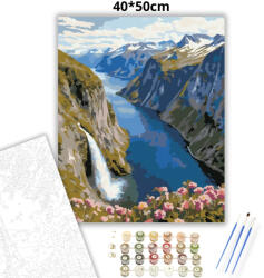  Havas csúcsok fjordja - számfestő készlet - 40×50 cm (Keretre feszítve)
