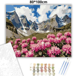  Rododendronok a csúcsok alatt - számfestő készlet - 80×100 cm (Keretre feszítve)