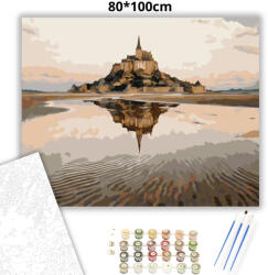  Mont Saint-Michel tükörképe - számfestő készlet - 80×100 cm (Keretre feszítve)