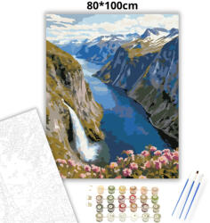  Havas csúcsok fjordja - számfestő készlet - 80×100 cm (Keretre feszítve)