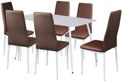 Leziter Set de dining Leziter Jenna 6+1, maro, masa cu blat din piatra sinterizata (LEAB140-WH_MDC-001-Brown_6)
