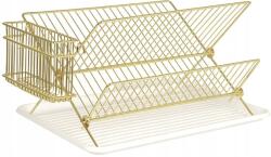 Present Time Álló edényszárító kétszintes folyékony arany Dish Rack (PT3116GD)