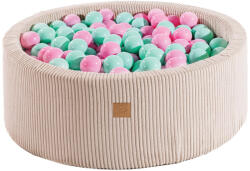 MeowBaby Piscina uscata cu 200 de bile 7cm (Mint Roz deschis) MeowBaby Aesthetic, 90x30 cm, Premium Velur reiat Corduroy Ecru (BSAK9003)