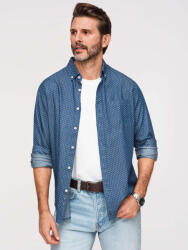 Ombre Clothing Мъжка памучна риза със сантиметър от тънък деним - синя V2 K702 Ombre Clothing Ombre Clothing | Sin | МЪЖЕ | S