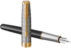 Parker Royal Sonnet Premium Töltőtoll Metal Black Arany klipsz 18 Karátos arany F-es hegy (7040328002)