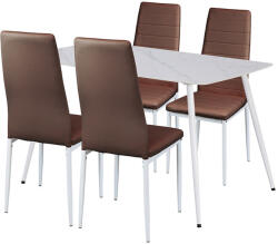 Leziter Set dining Leziter Jenna 4+1 maro, masa cu blat din piatra sinterizata (LEAB140-WH_MDC-001-Brown_4)